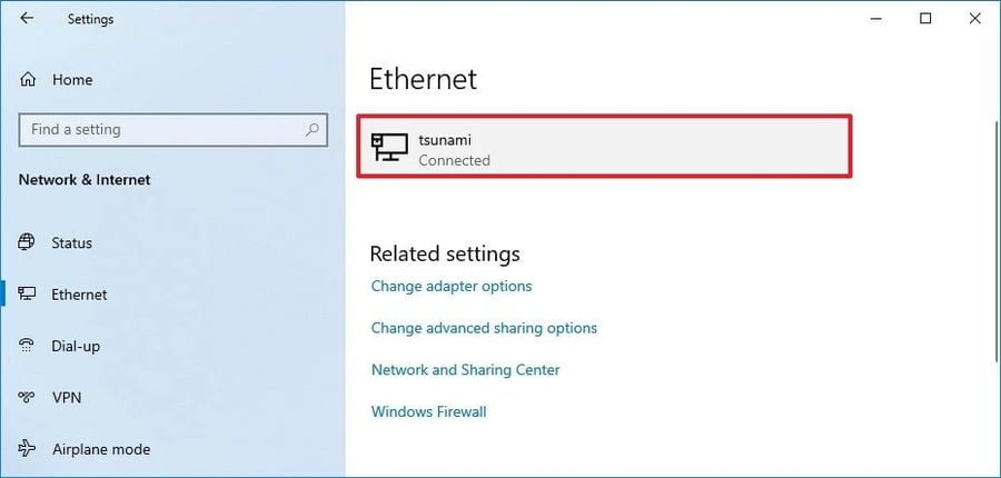 Selecting Wi-Fi or Ethernet